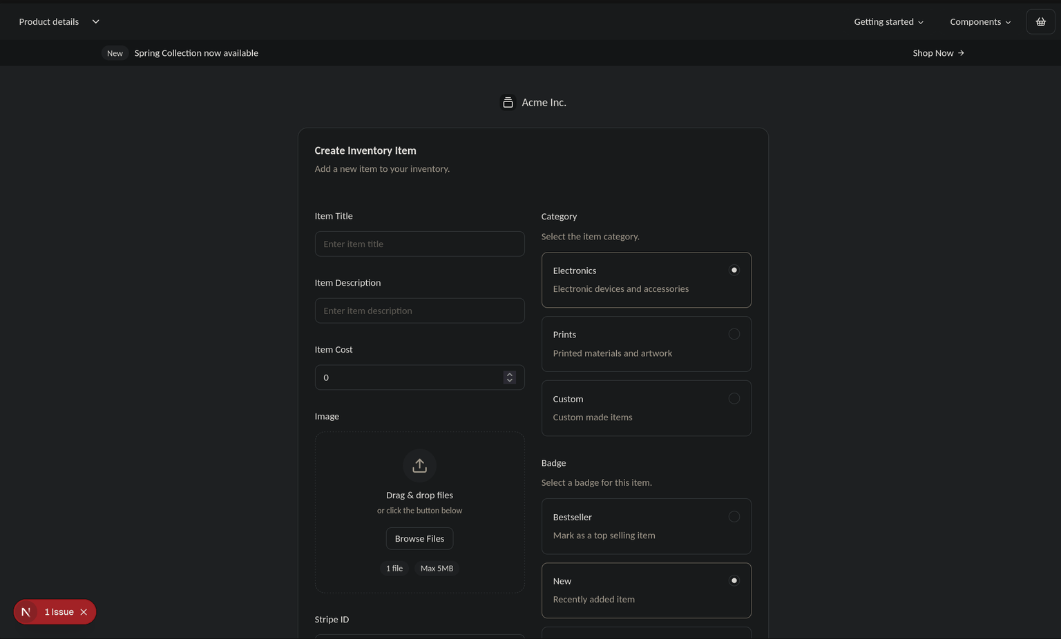 Ecommercy Admin Item Creation pal I've been working on